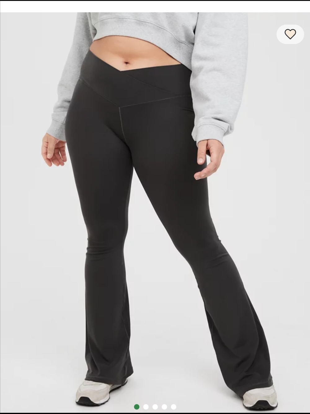 092 aerie Offline  Black crossover V-Waist Flared Leggings
